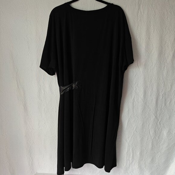 Anthropologie DOLAN Belted Mini Dress Faux Leather Side Belt Black Cupro Size 1X - Picture 9 of 9